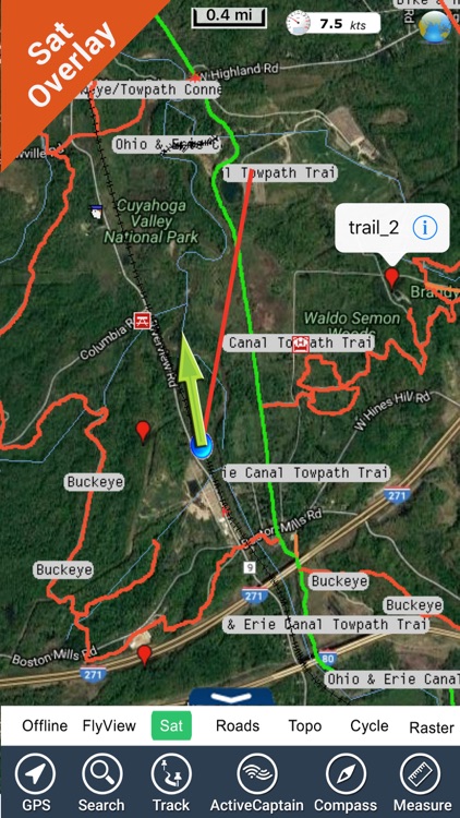 Cuyahoga Valley NP gps and outdoor map with Guide
