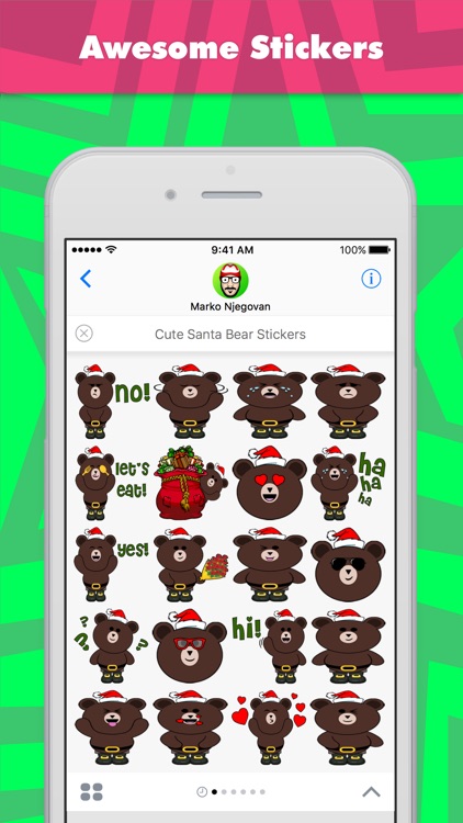 Cute Santa Bear Stickers stickers by CandyASS