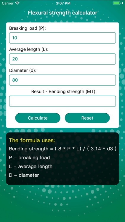 Flexural strength calculator