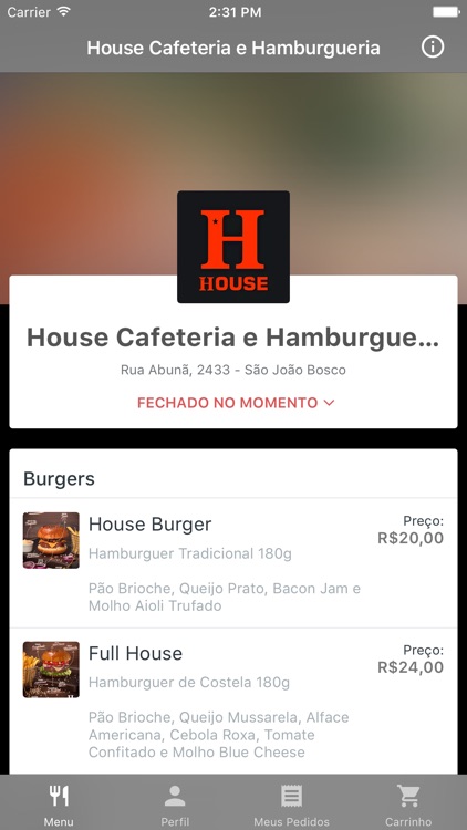 House Cafeteria e Hamburgueria