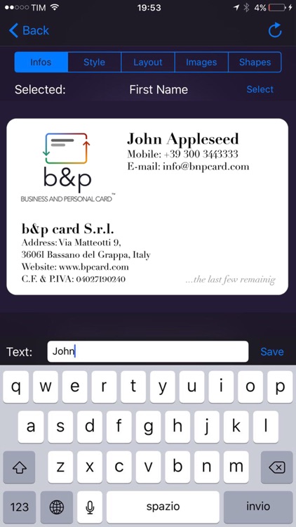 b&p card