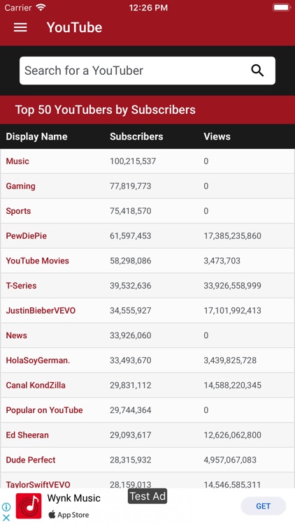 Social Blade Statistics App