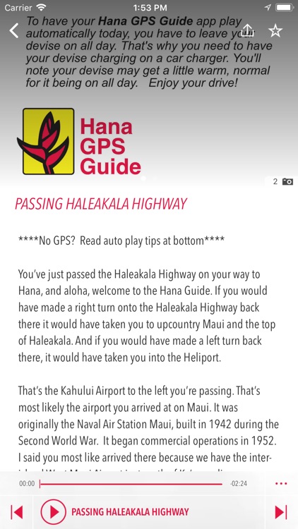 Hana GPS Guide
