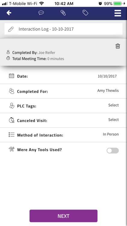 NTC Interaction Log App