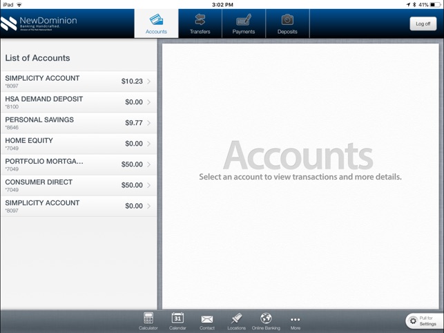 NewDominion Bank for the iPad