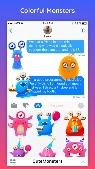Cute Monsters - Alien Stickers Pack for iMessage screenshot 2