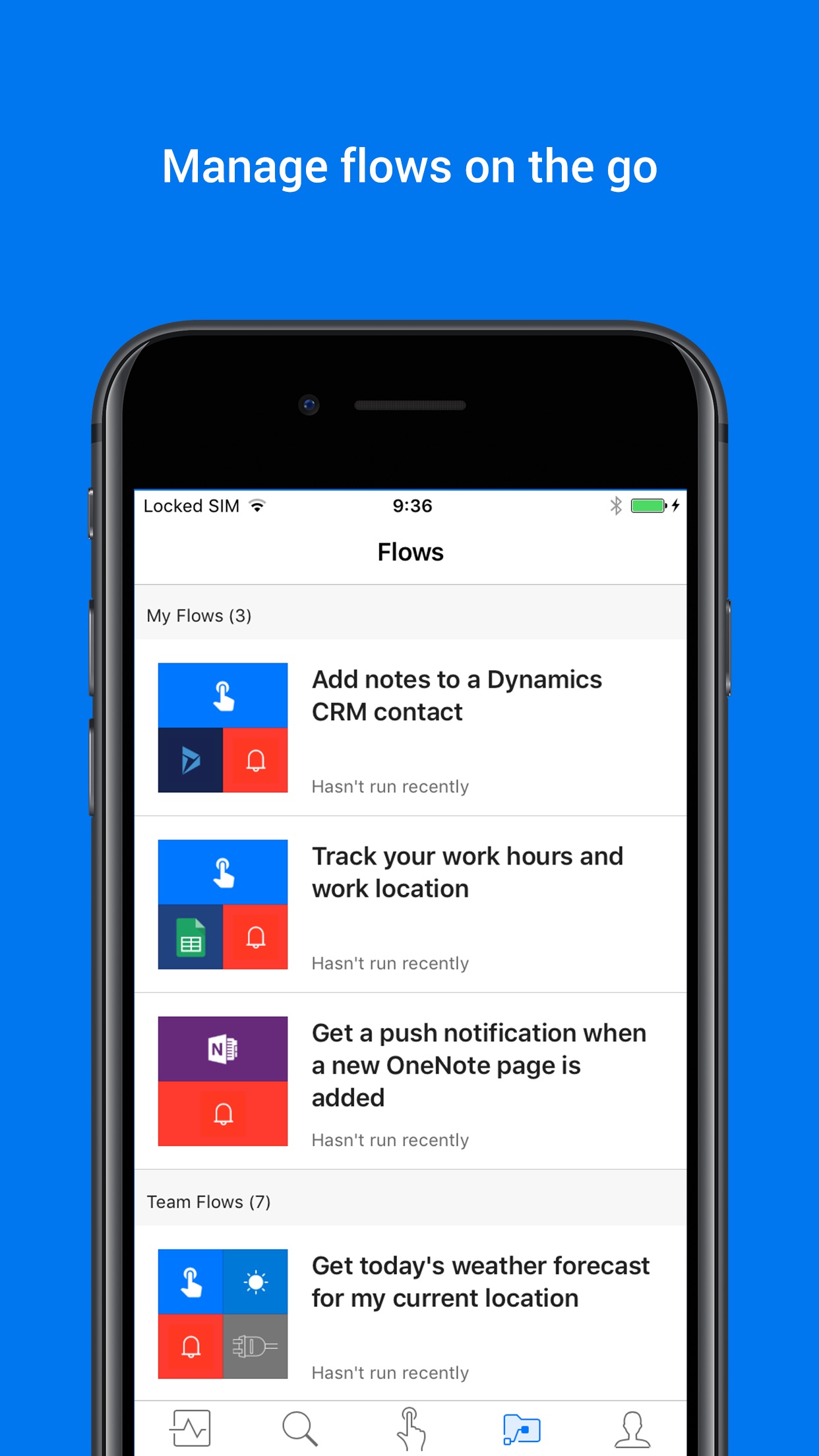 Screenshot do app Microsoft Flow