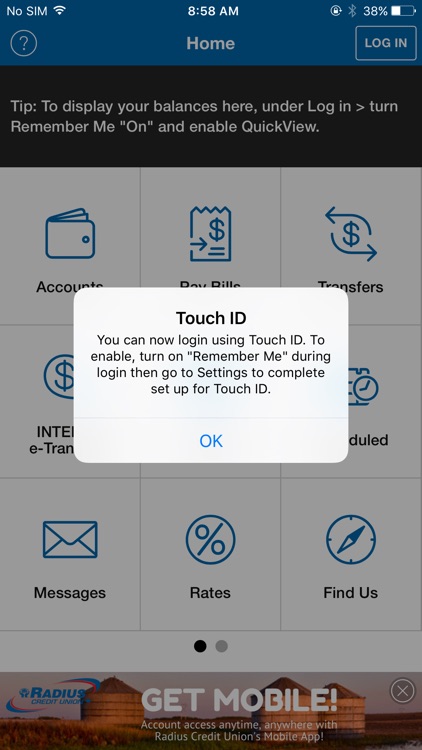 Radius Credit Union Mobile App