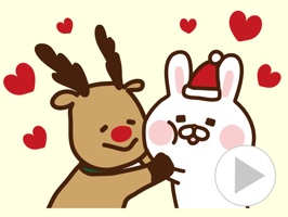 クリスマスやお正月の挨拶に使える出っ歯うさぎのステッカーです!