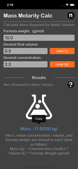 Mass Molarity Calculator(圖2)-速報App