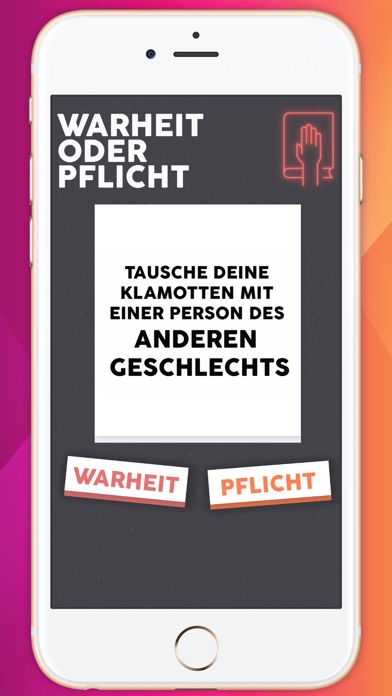 Wahrheit oder Pflicht App Screenshot mit Beispiel-Aufgaben