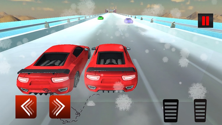 Chained Car Race In Snow