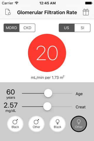 GFR Calculator (MDRD & CKD) - náhled