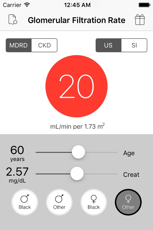GFR Calculator (MDRD & CKD) screenshot 3