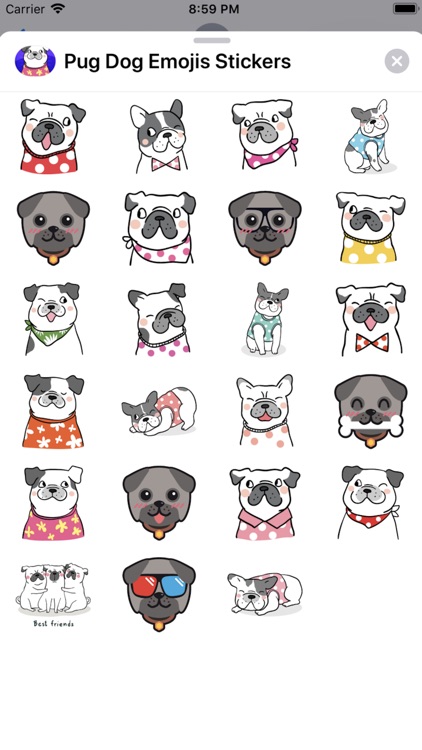 Pug Dogs Emojis Stickers