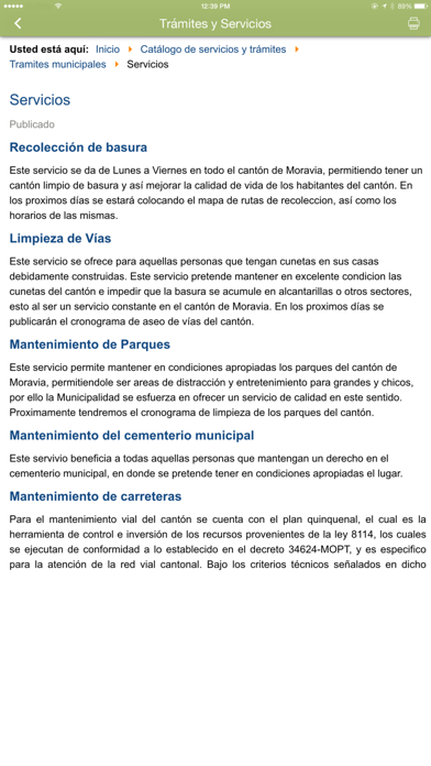 Municipalidad de Moravia screenshot 2