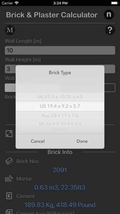 Brick and Plaster Calculator screenshot 3