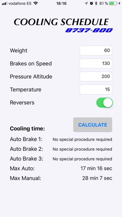 Cooling schedule B737-800 screenshot 2