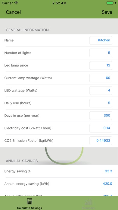 Led Energy Savings Calc. Pro screenshot 3