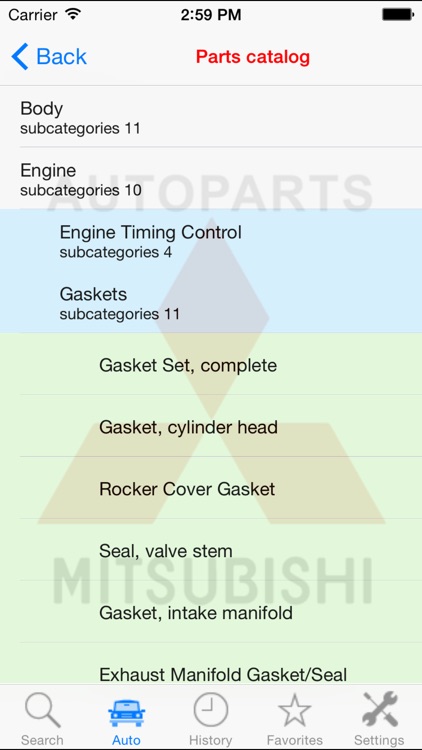 Autoparts for Mitsubishi