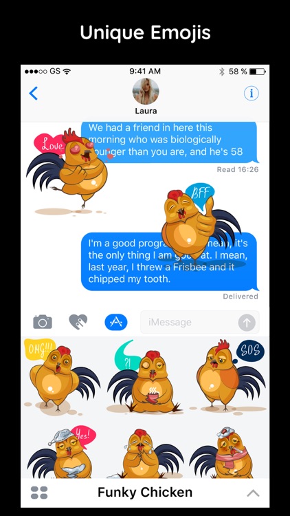 Funky Chicken Text Stickers