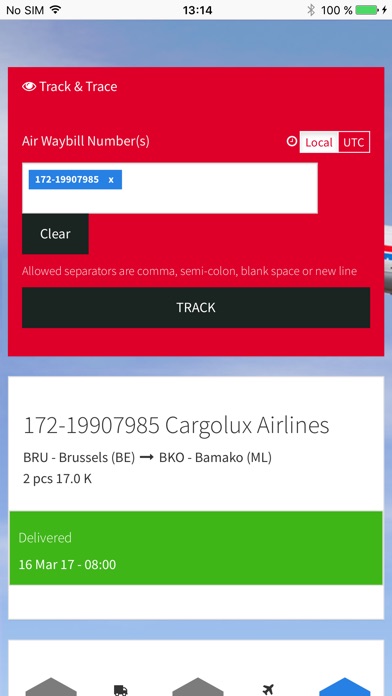 Cargolux Track & Trace screenshot 2