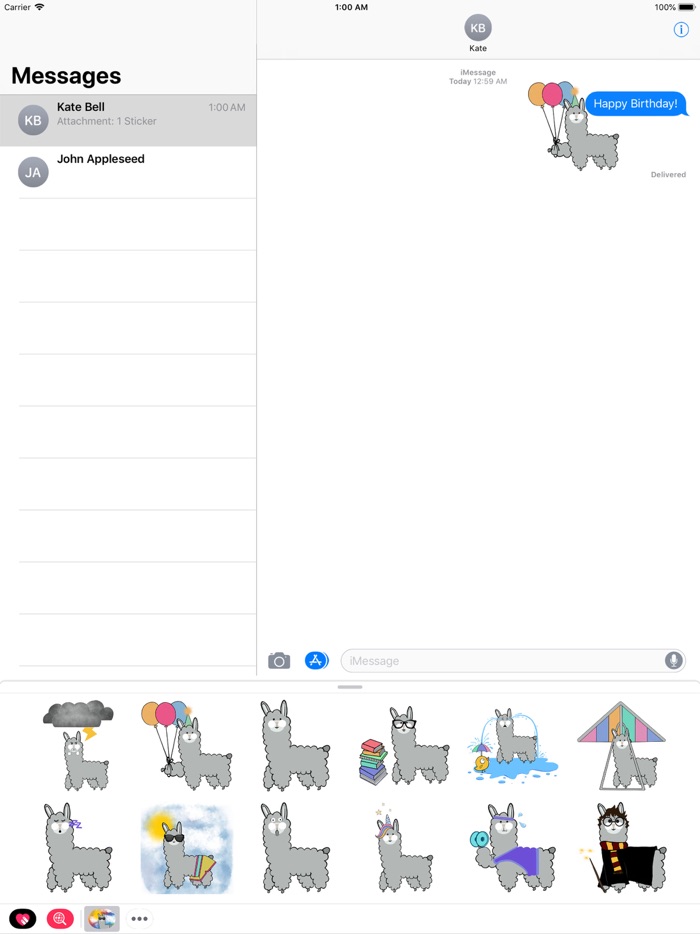 かわいいラマのステッカ