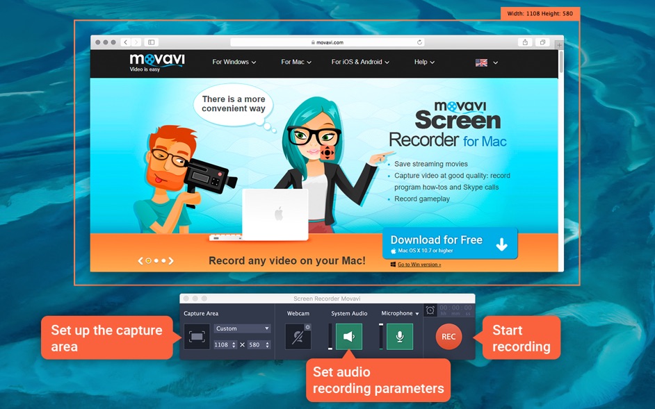 Screen Recorder Movavi 5.4  One-Click Screen Capture on a Mac