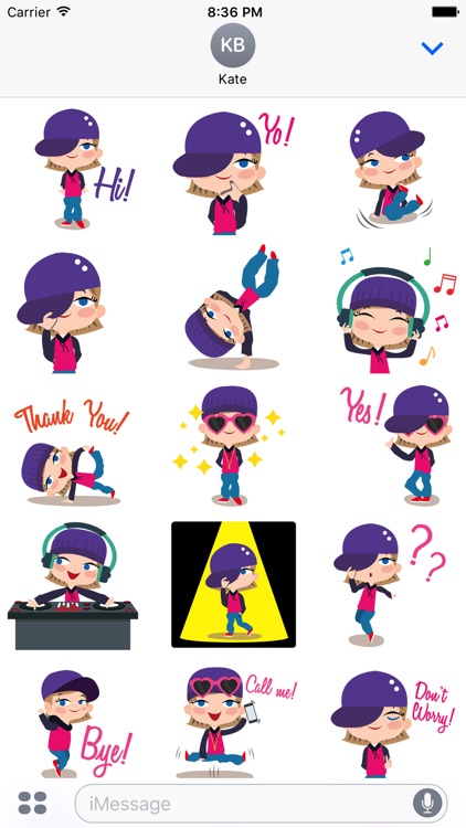 Animated Hip Hop GIRL Stickers for iMessage