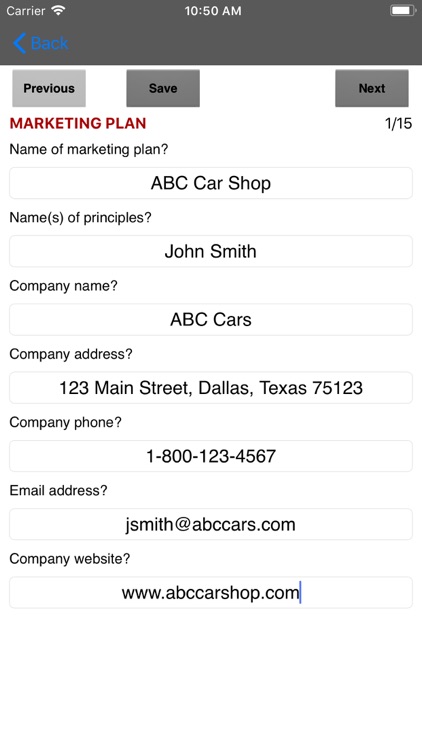 Marketing Plan App