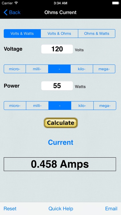 Ohm's Law for Power EduCalc
