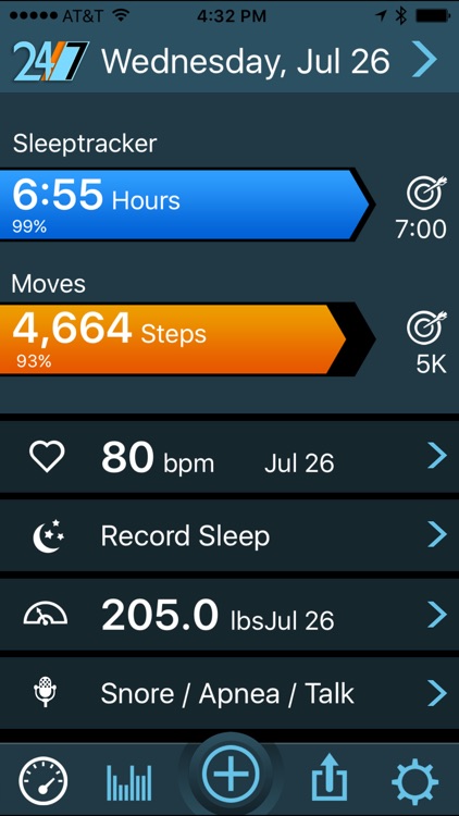 Sleeptracker® 24/7 standalone sleep tracker, alarm screenshot-0