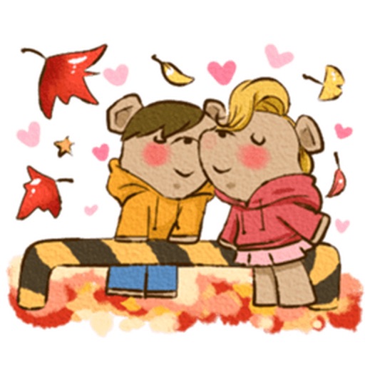 Cute Couple Bear Kiss and Love icon