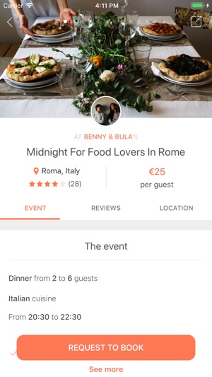 eatwith food experiences on the app store iphone screenshots