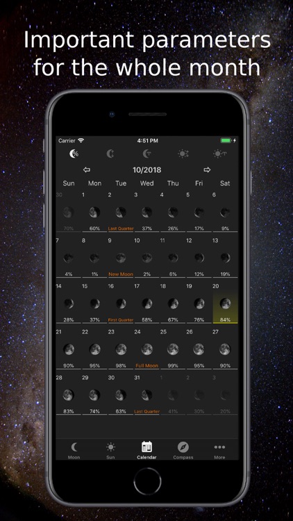 Moon Phase Calendar & Compass