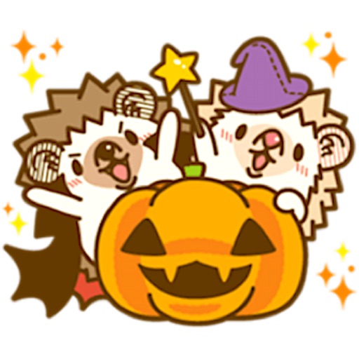 Cute Hedgehogs in Halloween icon