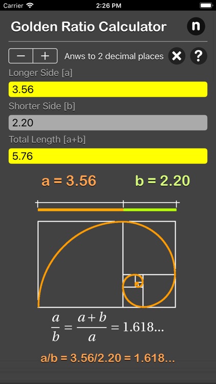 Golden Ratio Calculator Plus