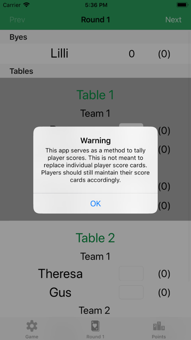 Euchre Tournament ScoreKeeper screenshot 3