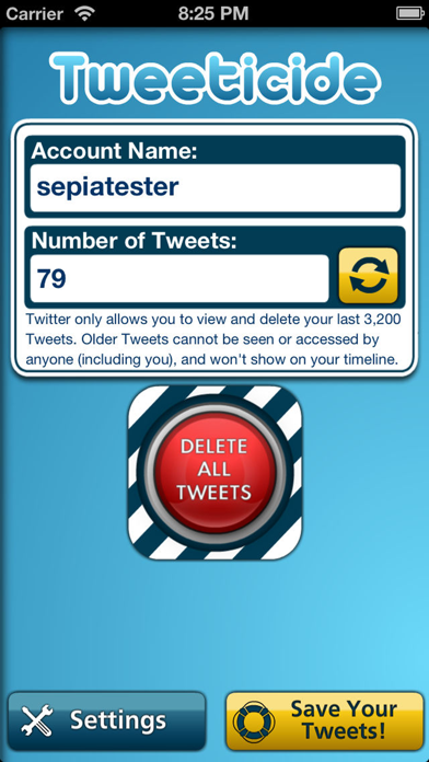 Tweeticide - Delete All Tweets Screenshot 2