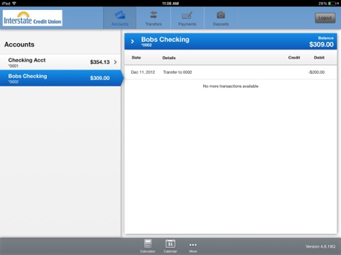 Interstate Credit Union for iPad screenshot 3