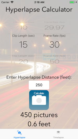 Hyperlapse Calculator