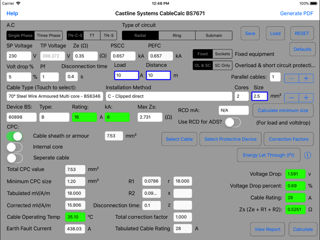 CableCalc BS7671