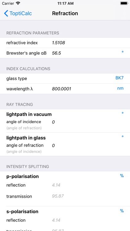 ToptiCalc Optics Calculator