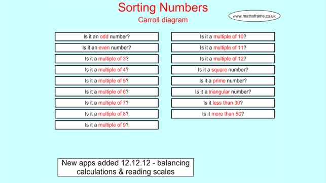 Carroll Sort Numbers