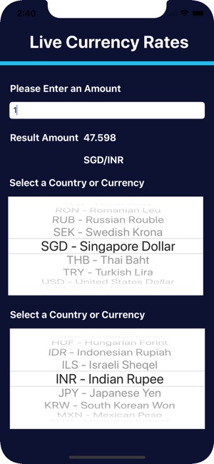 Live Exchange Rate Calculator