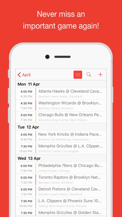 Basketball for iPhone Calendar screenshot-4