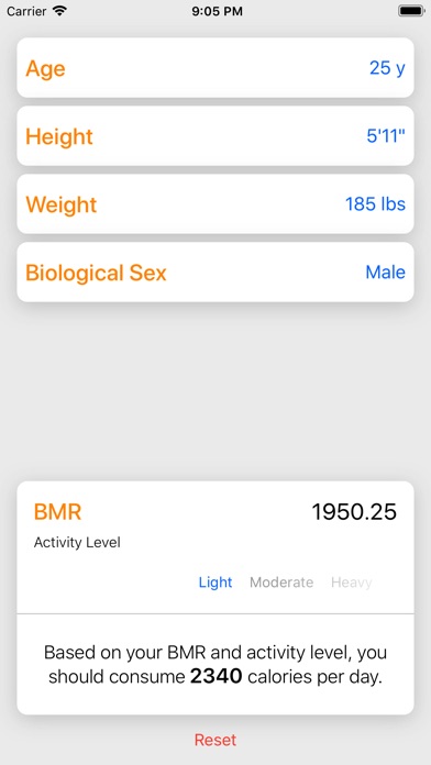 BMR Calculator screenshot 2