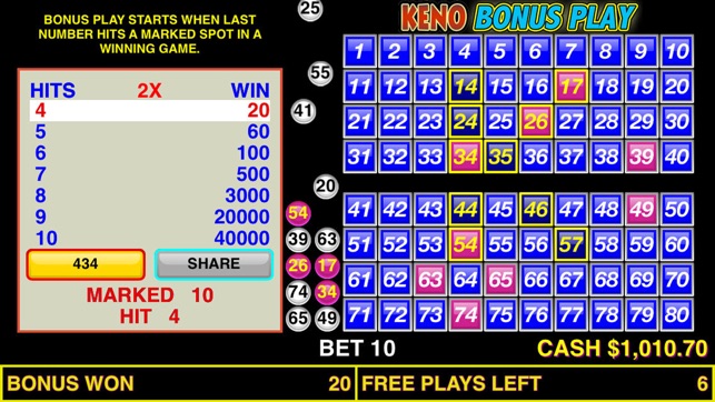 Keno Bonus Play