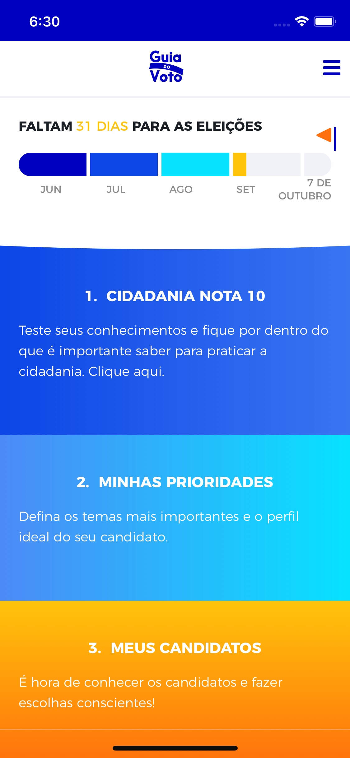 Screenshot do app Guia do Voto