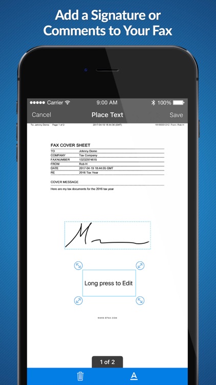 eFax – send fax from iPhone